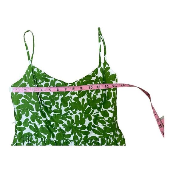 NWT London Times Green White Botanical Print Balloon Hem Dress Size 6 P Preppy - Picture 3 of 6
